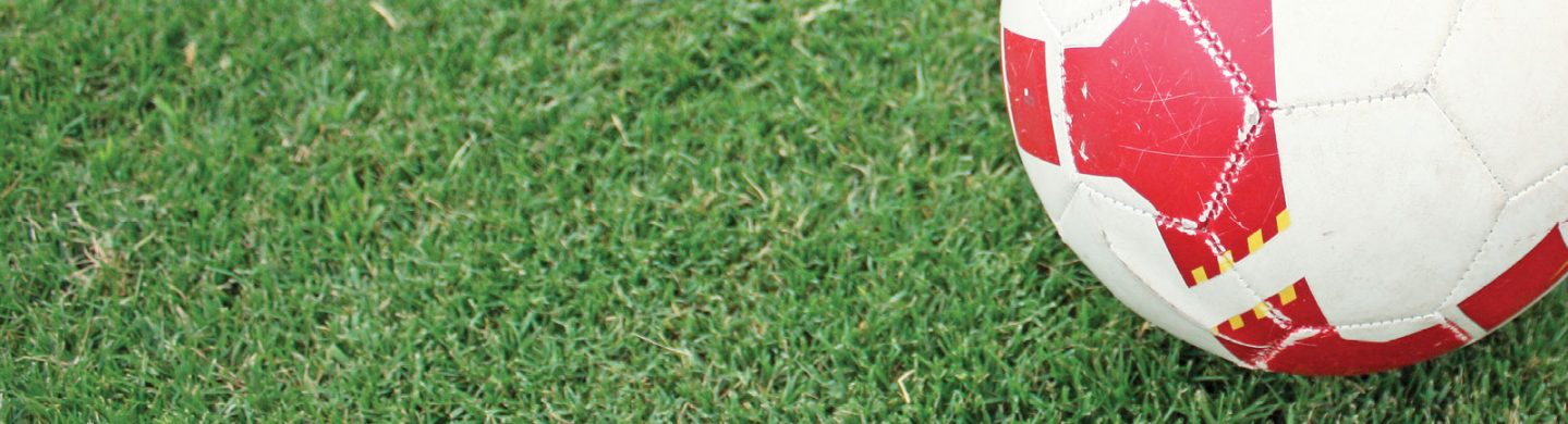 Soccer Ball On Top of Stadium Couch Grass