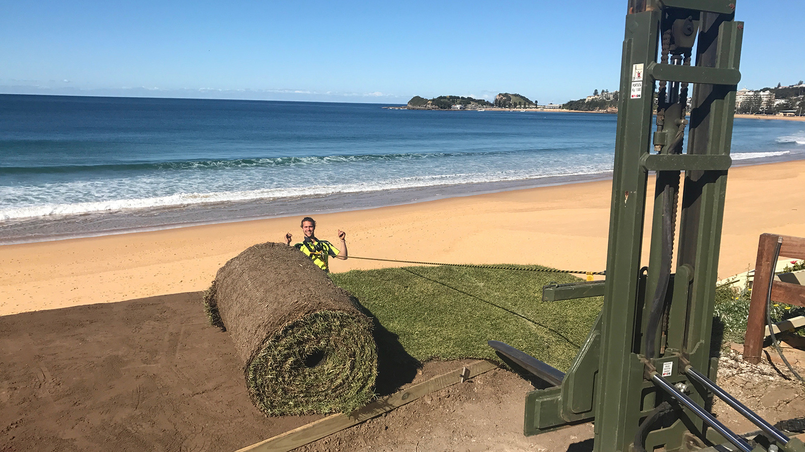 salt tolerant turf being laid